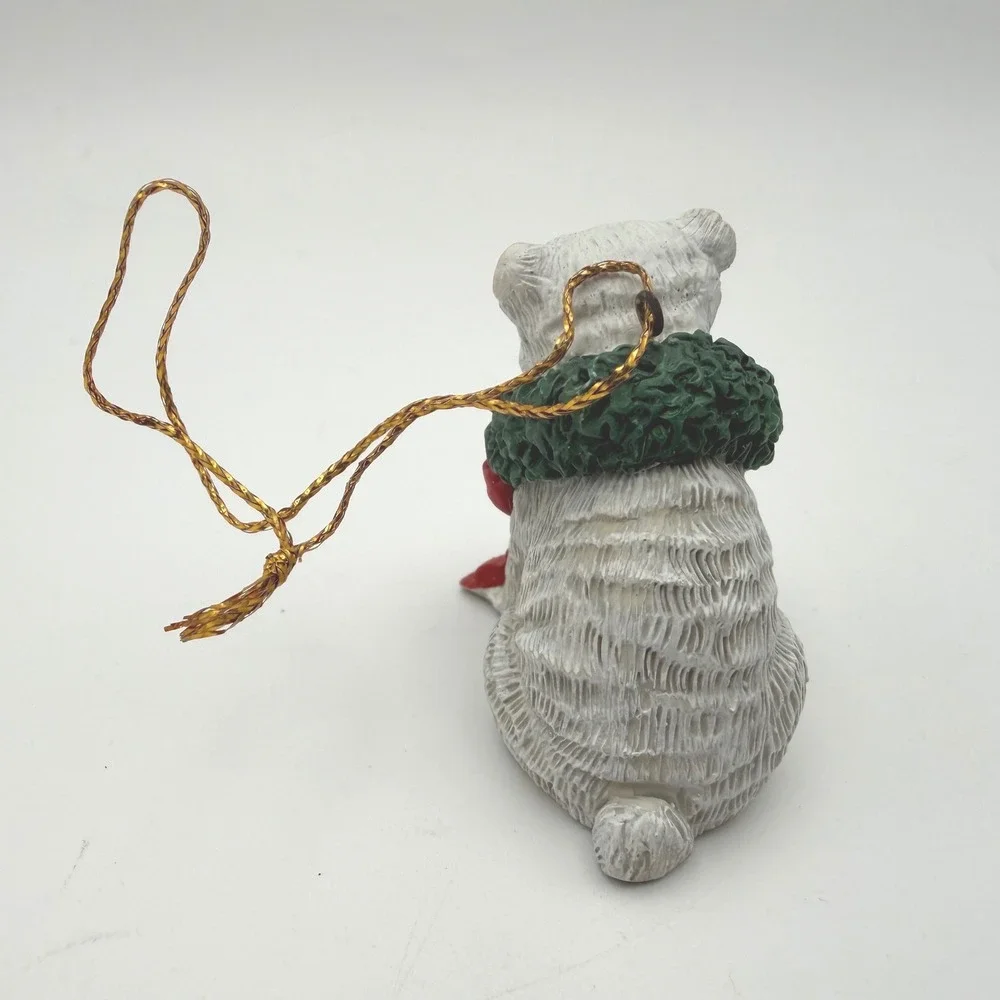 Silver Deer Polar Bear Ornament Christmas Animals White Tom Rubel 1990‎ Vintage